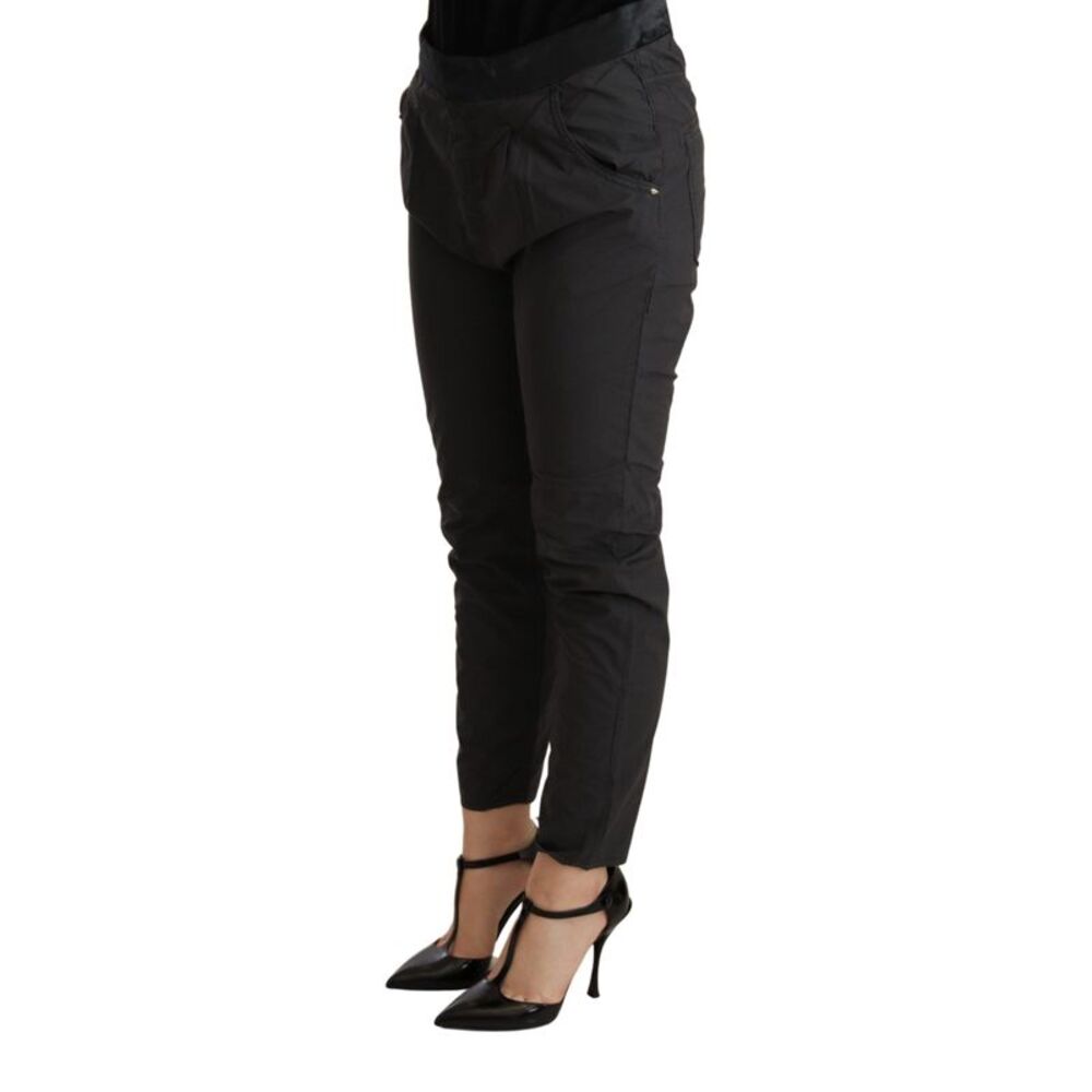 CYCLE Gray Mid Waist Slim Fit Skinny Cotton Women's Trouser